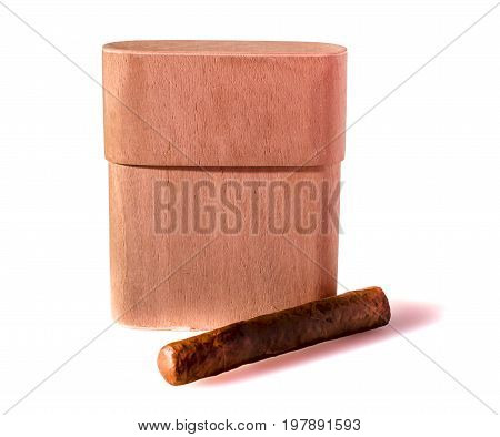 Case for cigars on a white background. isolate.