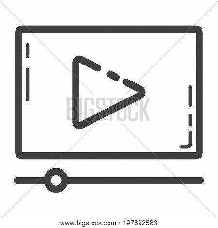 Video Marketing line icon, seo and development, play sign vector graphics, a linear pattern on a white background, eps 10.