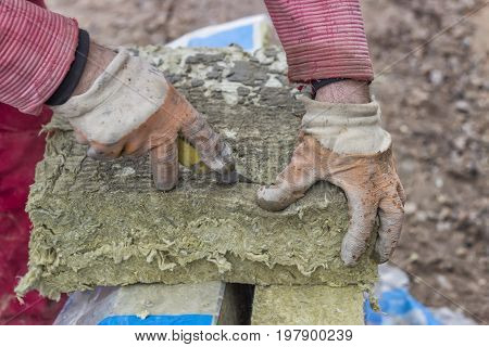 Cutting Mineral Wool Panel With A Craft Knive 3