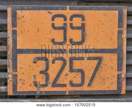 Orange Plate With Hazard Identification Number On Bitumen Tank