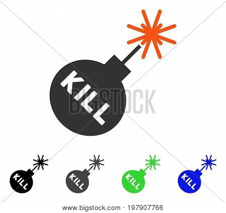 Kill Bomb flat vector pictogram. Colored kill bomb gray, black, blue, green pictogram versions. Flat icon style for application design.