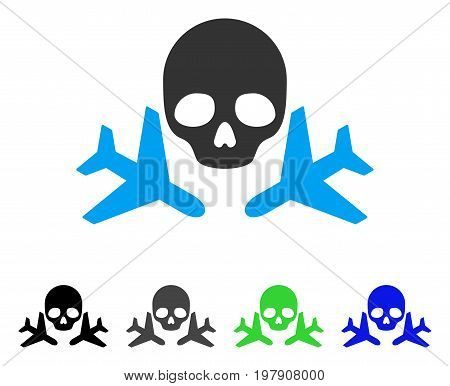 Mortal Airplanes flat vector icon. Colored mortal airplanes gray, black, blue, green pictogram variants. Flat icon style for application design.