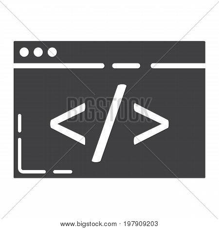 Custom coding glyph icon, seo and development, browser programming sign vector graphics, a solid pattern on a white background, eps 10.