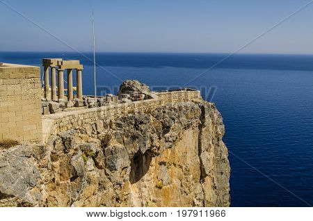 city of lindos in the rhodes island greece