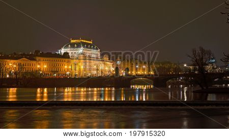 National theatre in the night Pragze Czech Republic