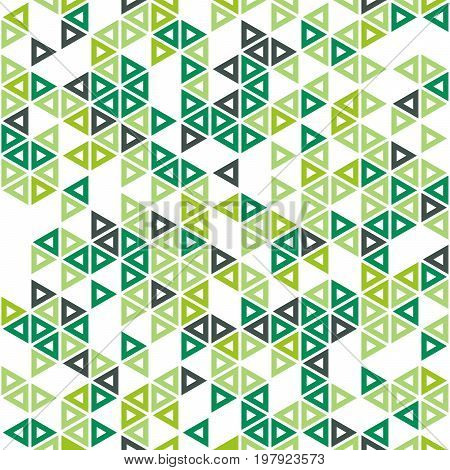 Abstract seamless pattern in isometric style. Shades of green. Bright fresh color. Movement forms.