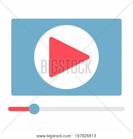 Video Marketing flat icon, seo and development, play sign vector graphics, a colorful solid pattern on a white background, eps 10.