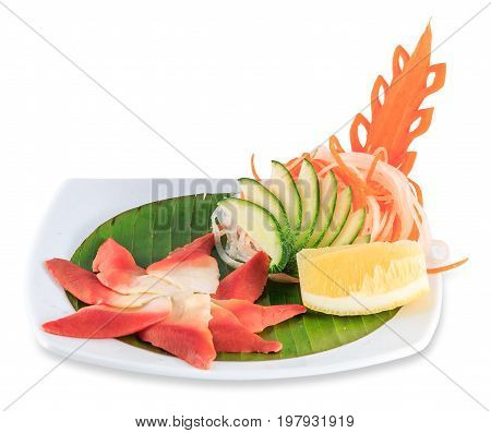 Sashimi Plate Isolated On White Background With Clipping Path