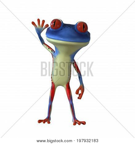3d illustration of a blue cartoon tree frog.