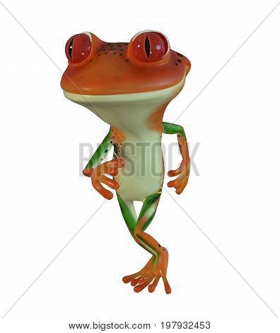 3d illustration of a blue cartoon tree frog.