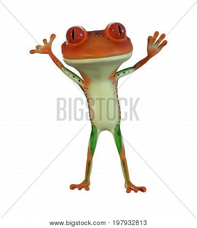 3d illustration of a blue cartoon tree frog.