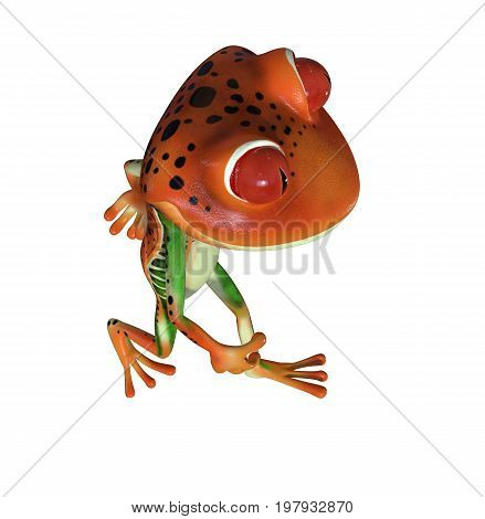 3d illustration of a blue cartoon tree frog.