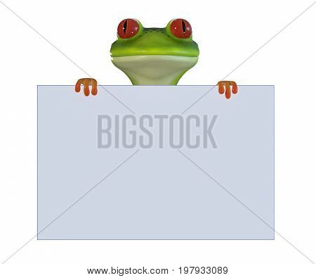 3d illustration of a green cartoon tree frog.