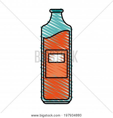 orange juice bottle with blank laber icon image vector illustration design sketch style