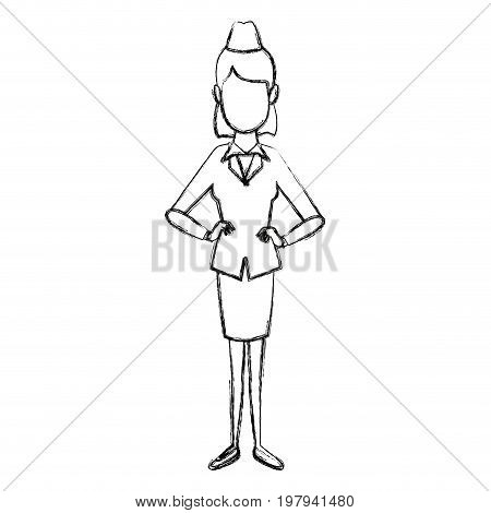 wwoman stewardess face employee worker person character vector illustration