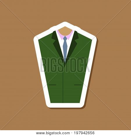 paper sticker on stylish background of Mans jacket