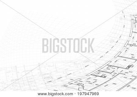 Part of abstract architectural project on the white background