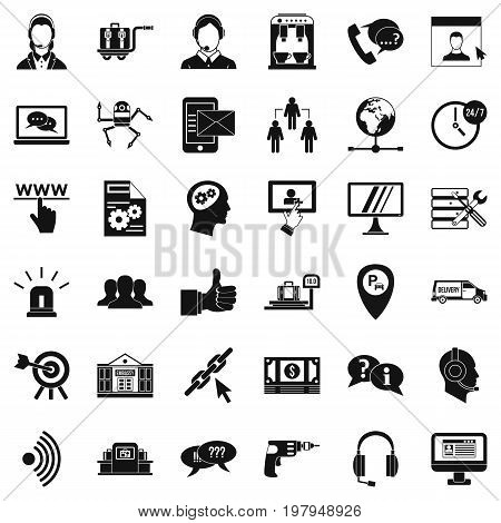 Call center icons set. Simple style of 36 call center vector icons for web isolated on white background