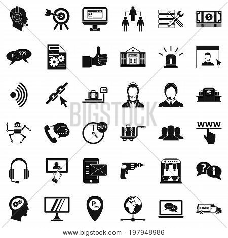 Calling center icons set. Simple style of 36 calling center vector icons for web isolated on white background