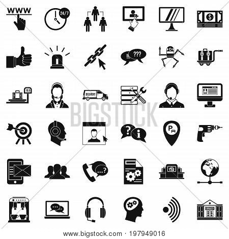 Center operator icons set. Simple style of 36 center operator vector icons for web isolated on white background