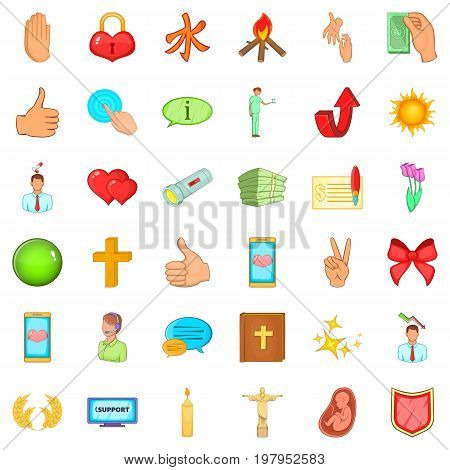 Money help icons set. Cartoon style of 36 money help vector icons for web isolated on white background