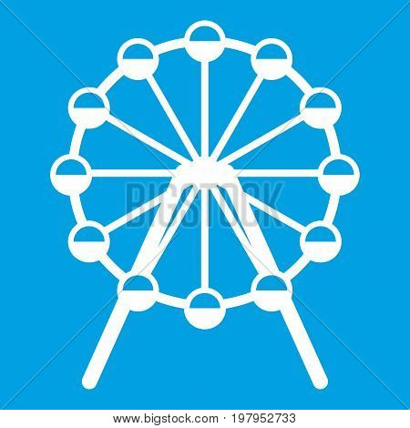 Singapore Flyer, tallest wheel in the world icon white isolated on blue background vector illustration