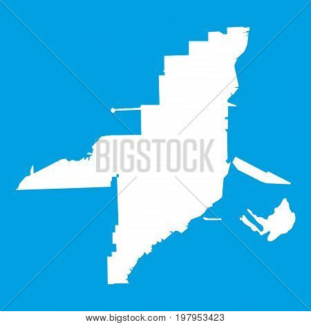 Florida map icon white isolated on blue background vector illustration