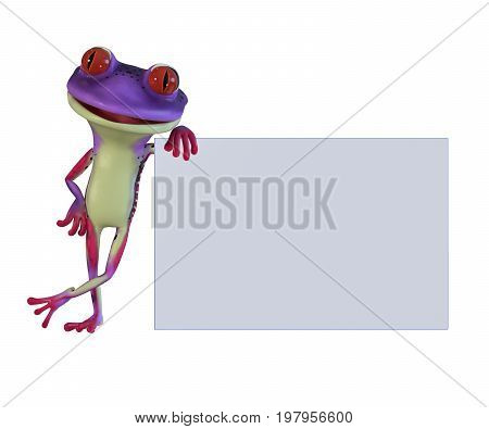 3d illustration of a green cartoon tree frog.