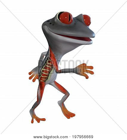 3d illustration of a gray cartoon tree frog.