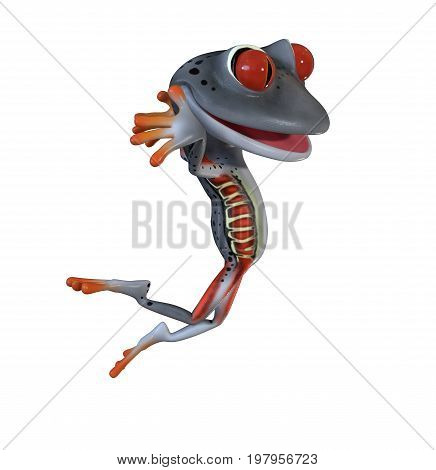3d illustration of a gray cartoon tree frog.
