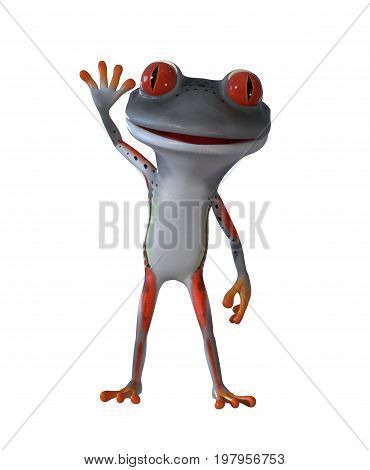 3d illustration of a gray cartoon tree frog.