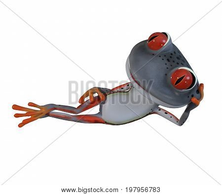 3d illustration of a gray cartoon tree frog.