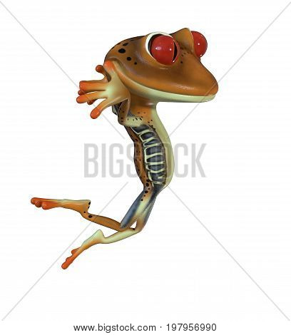 3d illustration of a green cartoon tree frog.