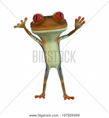 3d illustration of a green cartoon tree frog.