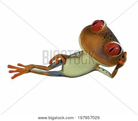3d illustration of a green cartoon tree frog.