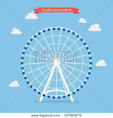 Seattle great wheel. vector illustration Flat style design