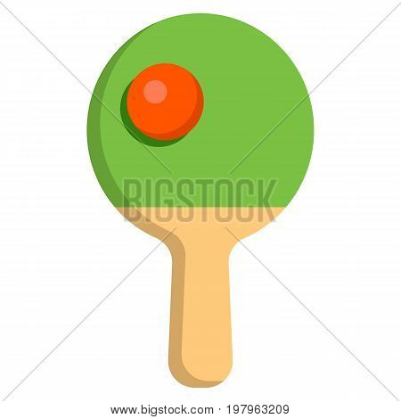 Tabletennis or ping pong racket and ball icon, vector illustration flat style design isolated on white. Colorful graphics