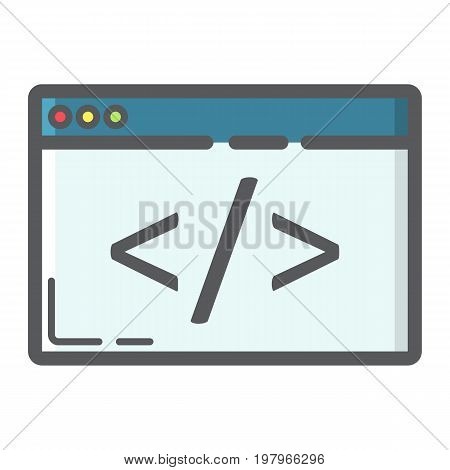 Custom coding filled outline icon, seo and development, browser programming sign vector graphics, a colorful line pattern on a white background, eps 10.