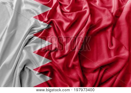 Ruffled waving Bahrain flag national close up