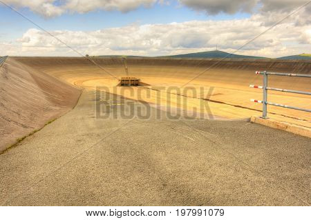 Empty Upper Dam Of The Pumping Hydroelectric Power Plant In The Czech Republic