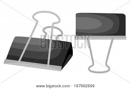 Black Paper clip isolated on white. Vector illustration Web site page and mobile app design vector illustration