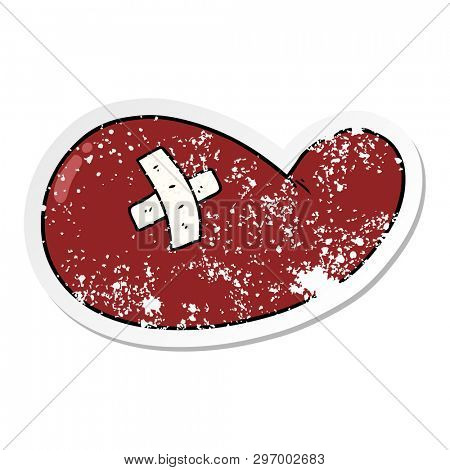 distressed sticker of a cartoon injured gall bladder