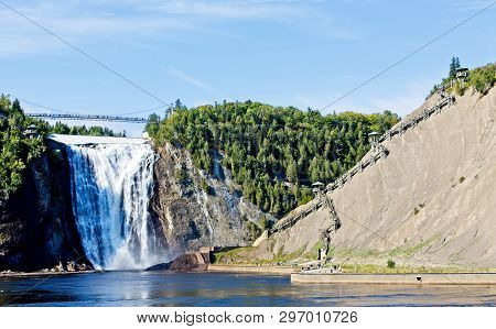 Quebec, Canada - September 16, 2018: The Montmorency Falls Is A Waterfall On The Montmorency River I