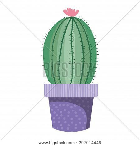 Cactus With Potted Isolated Icon Vector Illustration Design