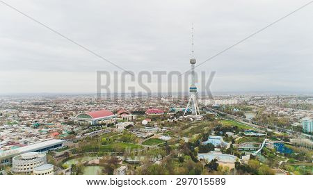 Uzbekistan Tashkent Minor Largest Masjidi Aerial Cityscape.