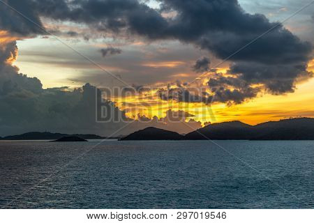 Thursday Island, Australia - February 20, 2019: Pre-sunrise Shot Over Torres Strait Islands Archipel