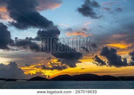 Thursday Island, Australia - February 20, 2019: Pre-sunrise Shot Over Torres Strait Islands Archipel