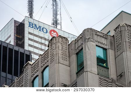 Toronto, Canada - November 13, 2018: Bank Of Montreal Logo, Known As Bmo, On Of Their Headquarters I