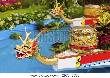 Closeup Of Dragonboat For Chinese Dragon Boat Festival