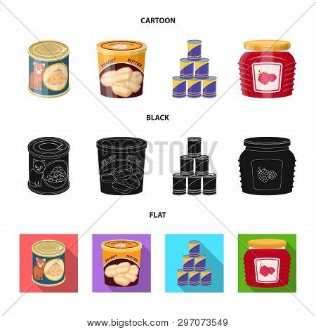 Vector Design Of Can And Food Logo. Collection Of Can And Package Stock Vector Illustration.